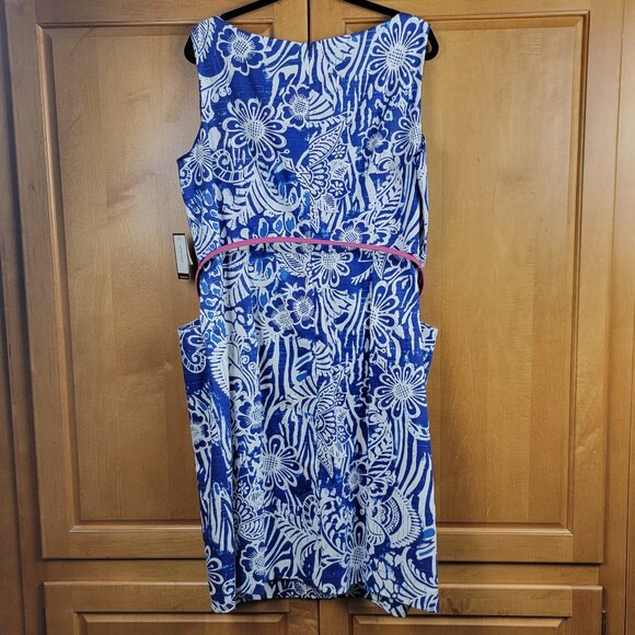 NWT Nine West Blue Riviera Combo Floral Sheath Dress With Pockets - 18W - Picture 3 of 12